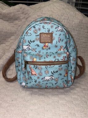 Loungefly Blue Winnie the Pooh Floral Mini Backpack
